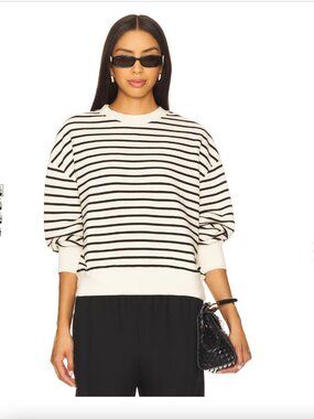 Dean Sweatshirt ANINE BING striped cream and black - small